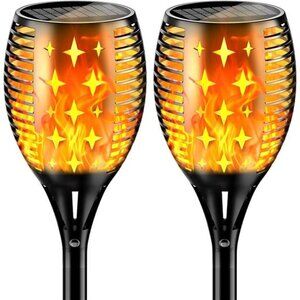43'' Large Solar Torch Lights Flickering Flames Torches, Waterproof